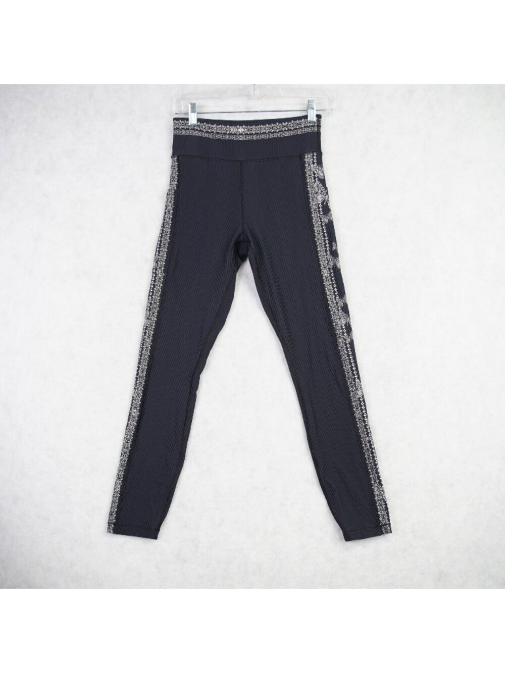Johnny Was Be Active Womens Ribbed Legging With Pockets Size Small Navy Blue EUC